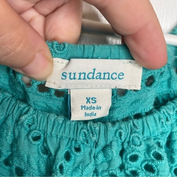 Sundance Paulina Cotton Eyelet Shirt in Aqua Blue Beach Coastal Oversized XS - Picture 7 of 9